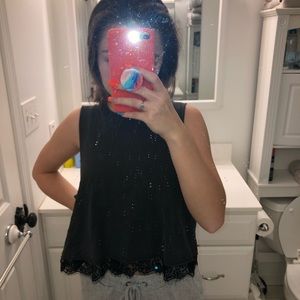 Black and Gray Lace Tank Top